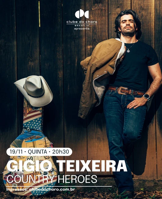 Flyer oficial do show Country Heroes no Clube do Choro, em 19 de novembro
