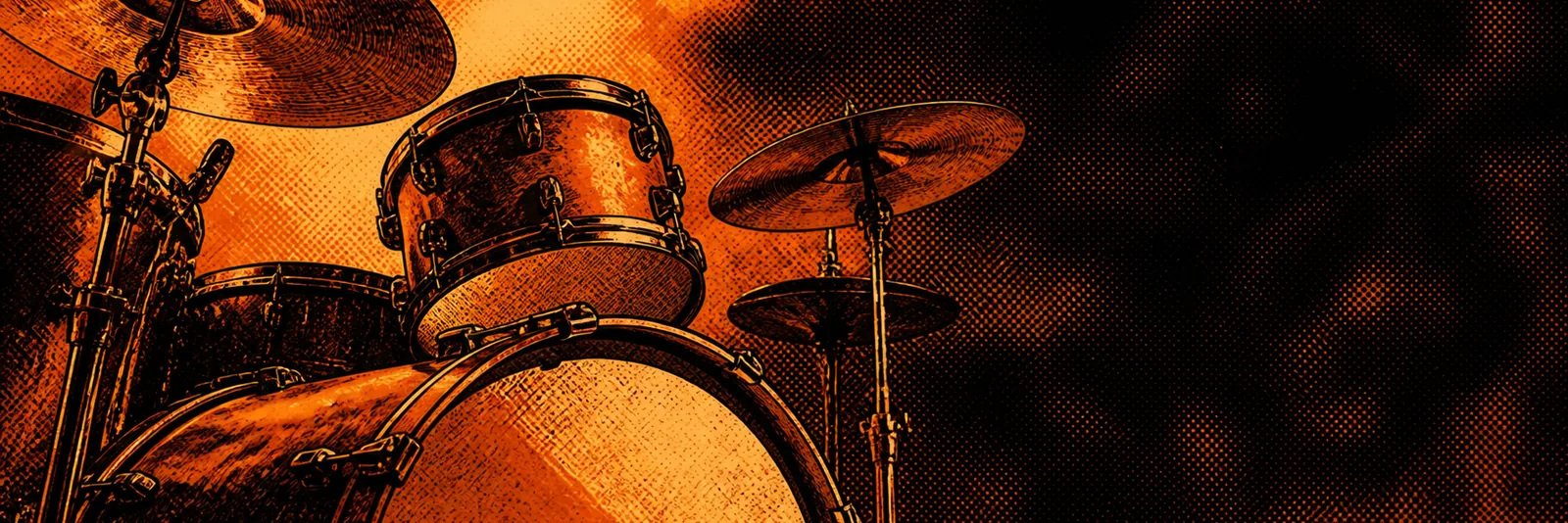 Bateria sob luzes de palco em ilustração de quadrinhos