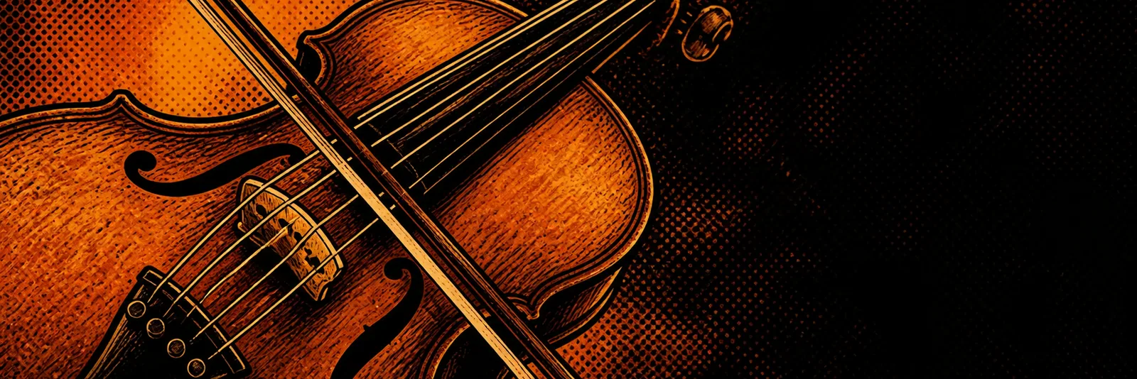 Fiddle e arco em ilustração de quadrinhos country