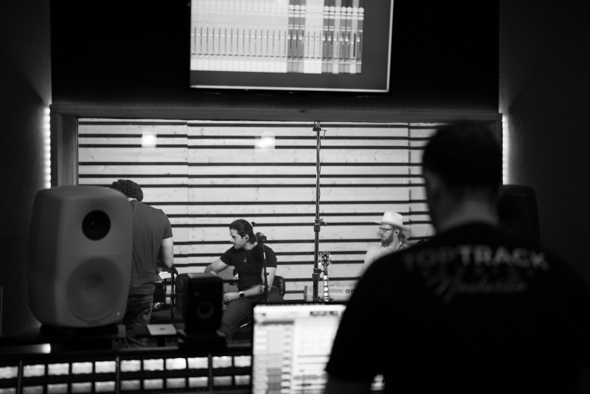 Sala de gravação vista através da técnica do Top Track Studios